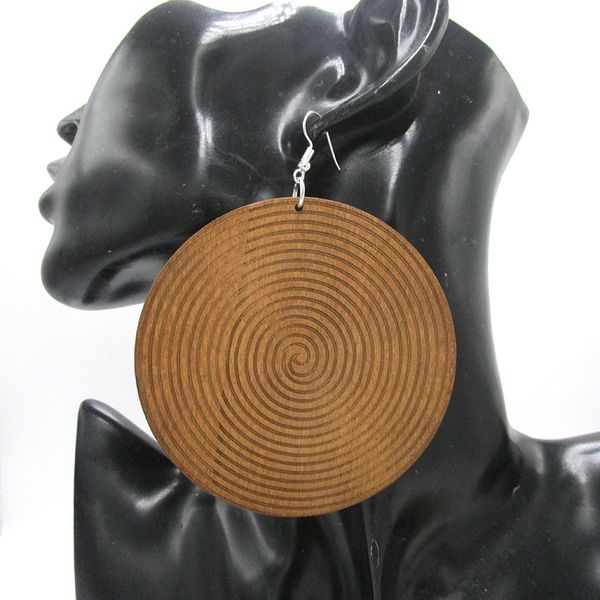 

3 inch swirl shape wood earrings can mixed 2 colors, Golden;silver