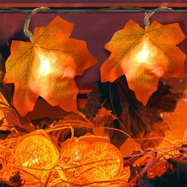 Autunno decorazione Autunno Luci Decoraions Harvest decorazione del Ringraziamento Natale Decor illuminato Caduta Garland pile della Maple Leaf luci della stringa