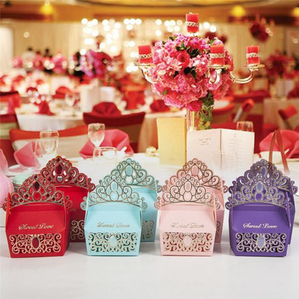 

10pcs/lot sweet love wedding candy boxes golden crown design european wedding favors gift box party favor decoration