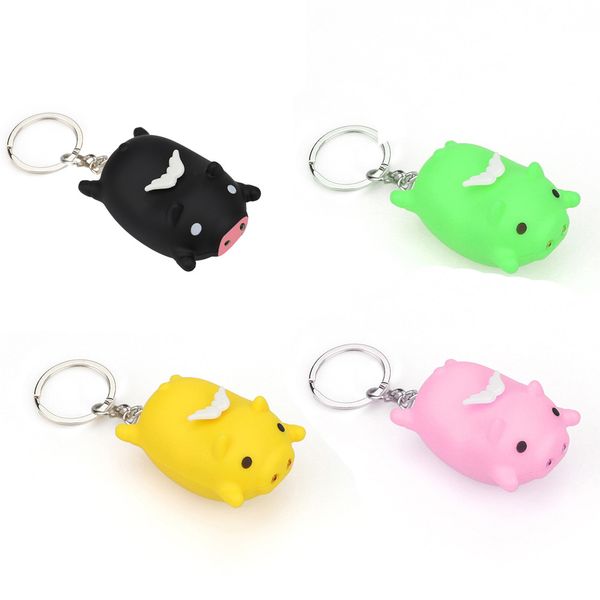 

2019 cute cartoon pig with led light and sound keyfob kids toy gift z, Silver