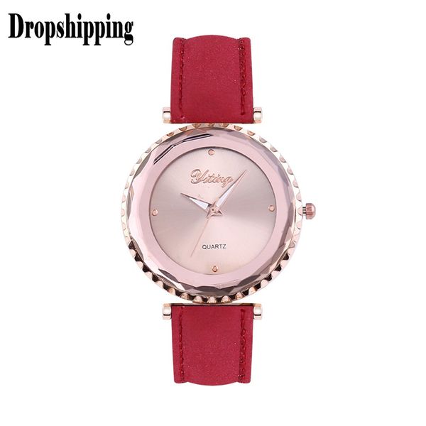 

leather pattern carving ladies quartz red watch wild women creative fashion watches gifts bayan kol saati dropshipping #zf, Slivery;brown