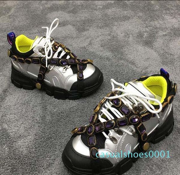 

flashtrek designer sneaker with removable crystals mens lux designer shoes casual fashion luxurious designer womens shoes sneakersci01, Black