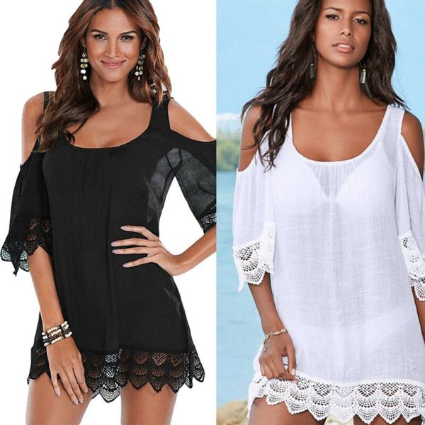 

2020 new women lace crochet bathing suit bikini swimwear cover up tassel summer beach wear dress kimono ladies beachwear