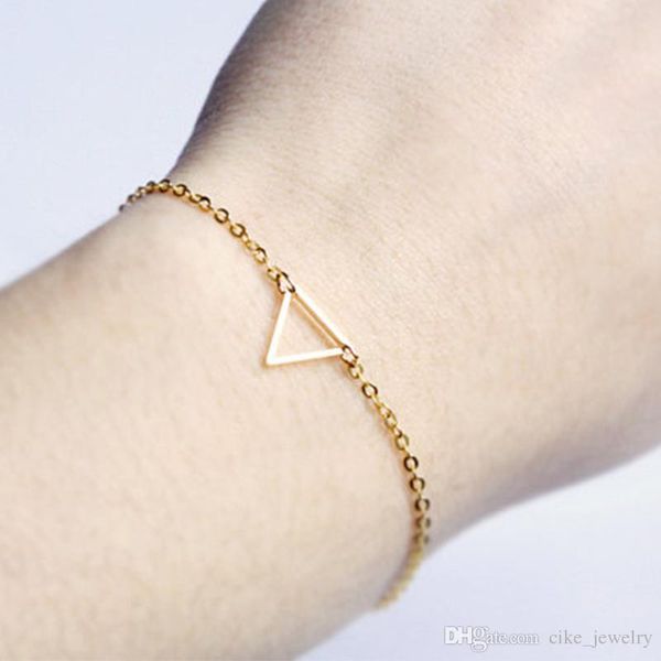 

fashion jewelry simple triangle shape silver or gold colour metal plated chain for women bracelet love gift, Black