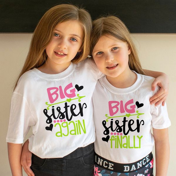 

старшая сестра снова / наконец рубашки сестры matching эпикировка big sister снова sisters family look matching tops tee анонс, Blue
