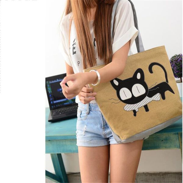

new cat print apparel shoulder bag korean version fashion trend woman messenger handbag big shopping bags