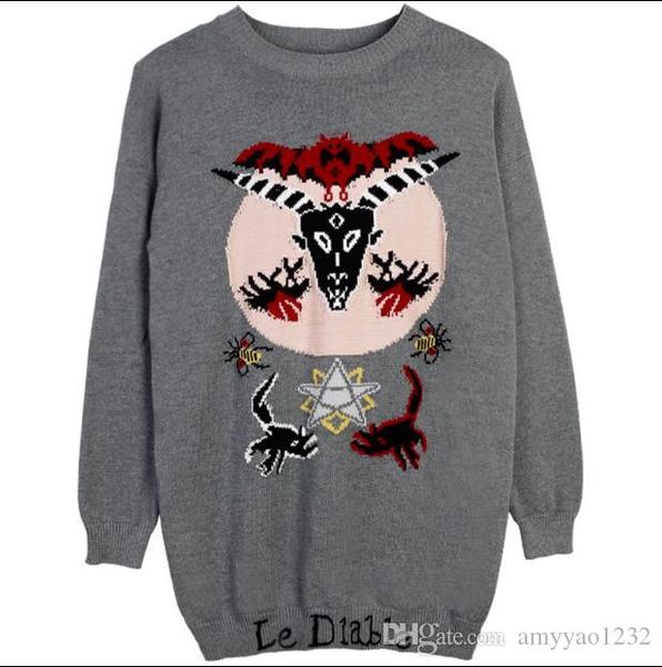 

1012 2018 осень пуловер с длинным рукавом круглый вырез серый бренд же стиль свитер роскошная женская одежда sh/ys, White;black