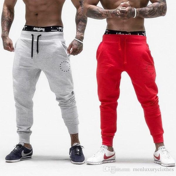 

sports gym fitness pants male clothing long trousers athletic pencil pants casual loose pants, Black