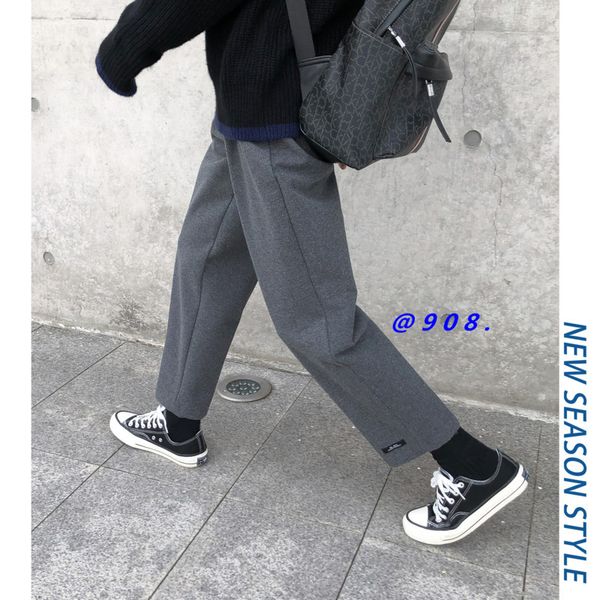 

winter new pants men warm padded straight casual loose streetwear hip hop trousers man solid color joggers sweatpants male, Black