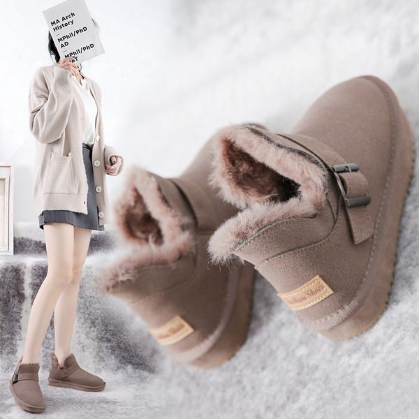 

snow boots women's short tube 2020 fashion winter boots padded women plus velvet warm joker, Black