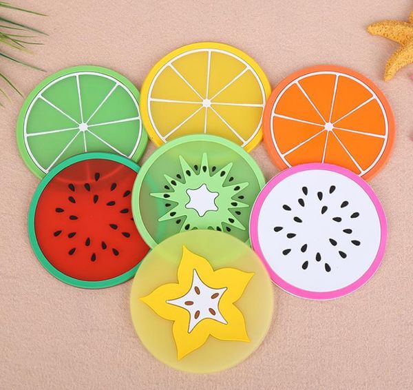 DHL Fruit silicone Cup Mat Pads Coffee Mug Sottobicchieri per bevande Tavolo da pranzo Tovagliette Accessori da scrivania 6 colori SN4323