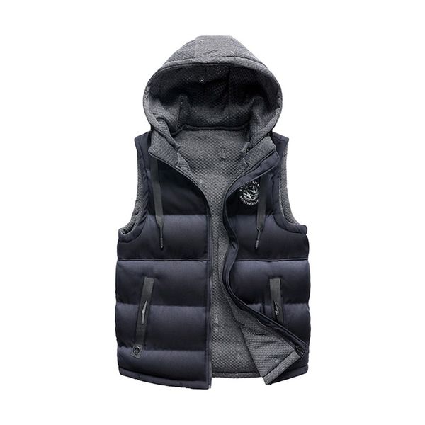 

new men's clothing down cotton vest fall winter dress casual hooded vest jacket warm double-sided wear chalecos, Black;white
