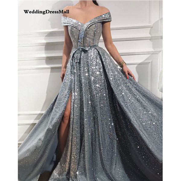 

long elegant grey glitter saudi arabic women evening dresses avondjurken custom made prom party gowns, Black;red