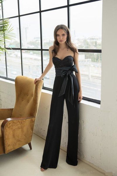 

2019 новый джули вино черный пром платья милая кружева женщины комбинезон вечерние платья бант створки формальные брючные костюмы случаю пла, Black;red