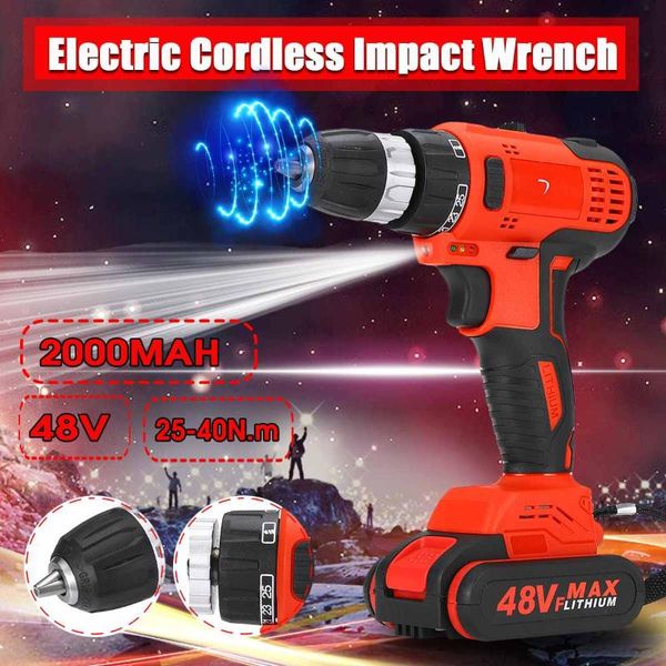 

new 48vf 2000mah 25+1 speed torque double-speed brushless cordless electric drill screwdriver led lighting electric drill