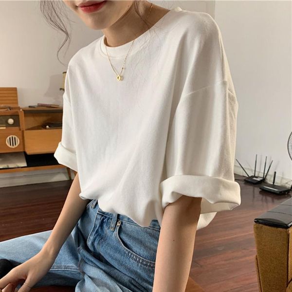

ginder yellow daily women t-shirts summer back letter printed casual tee 2020 korean janpan short sleeve white t-shirts