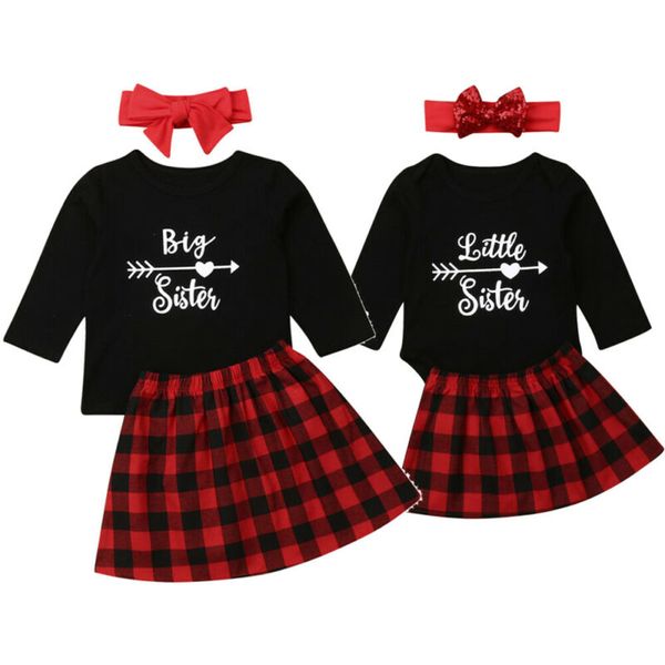 

big/little sister matching xmas clothes baby girl romper dress outfits us, White