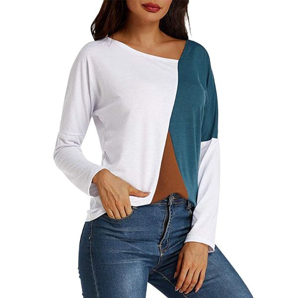 

tassel office solid women blouse school polyester long sleeve home autumn contrast color ladies casual crew neck fashion, White