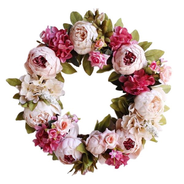 

vivid flower garland artificial peony flower wreath for home, office, baby shower, welcome, pgraphy background, wedding decor