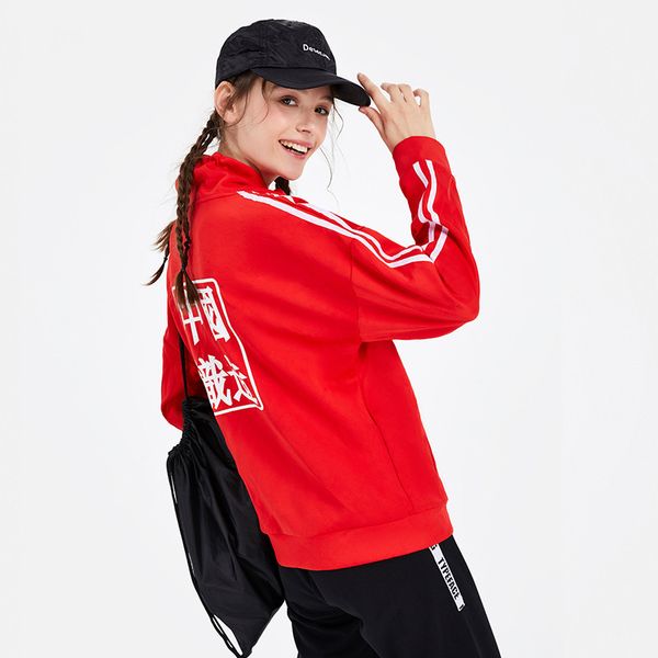 

autumn winter sportswear women front zip back chinese printing street unique popular style running fitness jacket yoga coat top, Black;red
