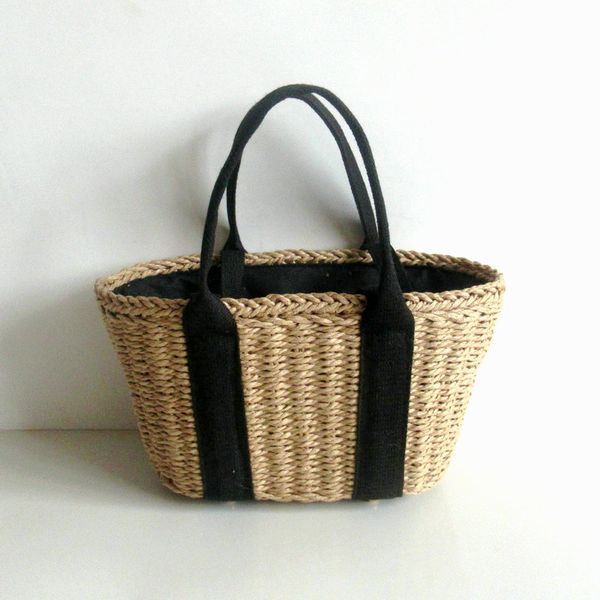 

simple straw bag thick paper rope double-layer woven holiday straw bag beach shoulder portable handbag