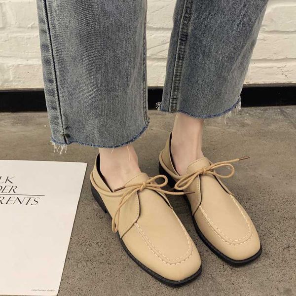 

womens derby shoes female footwear british style casual sneaker all-match slip-on women's heels round toe shallow mouth leather, Black