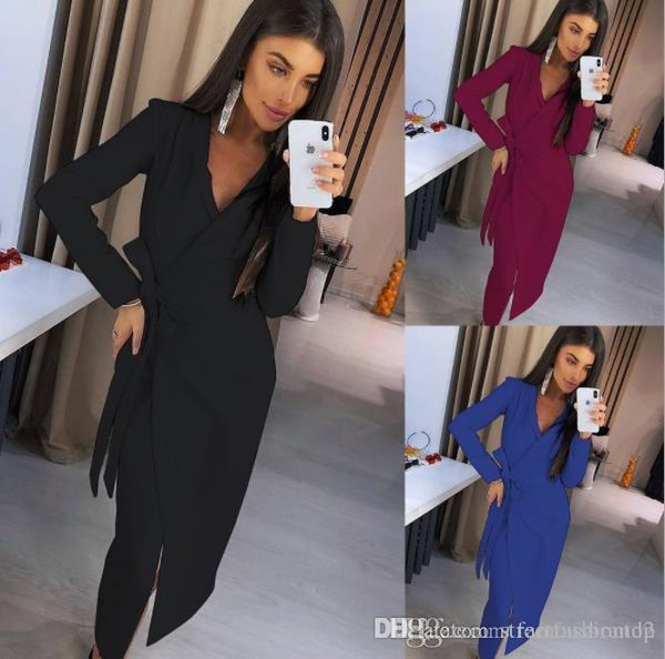 

women pencil dress solid split sashes vestidoes female party dresses, White;black