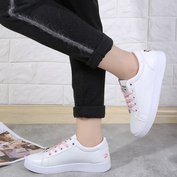

student korean style board shoes girls casual women's preppy casual flat with white shoes, Black
