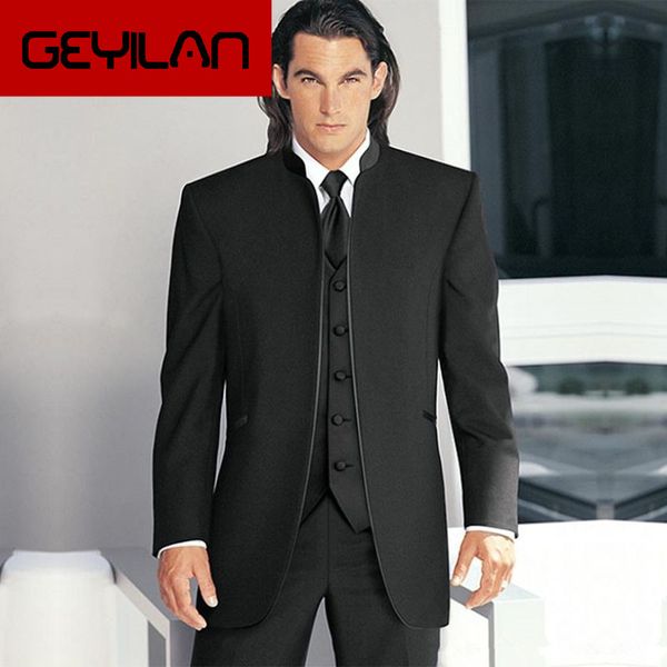 

fashionable men's suit groom tuxedos black lapel man groomsmen men wedding party suits 3 piece formal suits, White;black