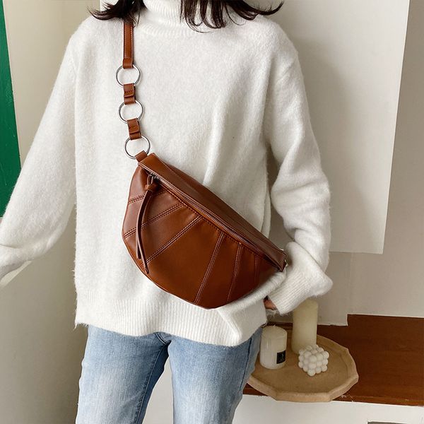 

vintage pu leather crossbody bags for women solid color spliced shoulder messenger bag women hobos chest bags female handbag new