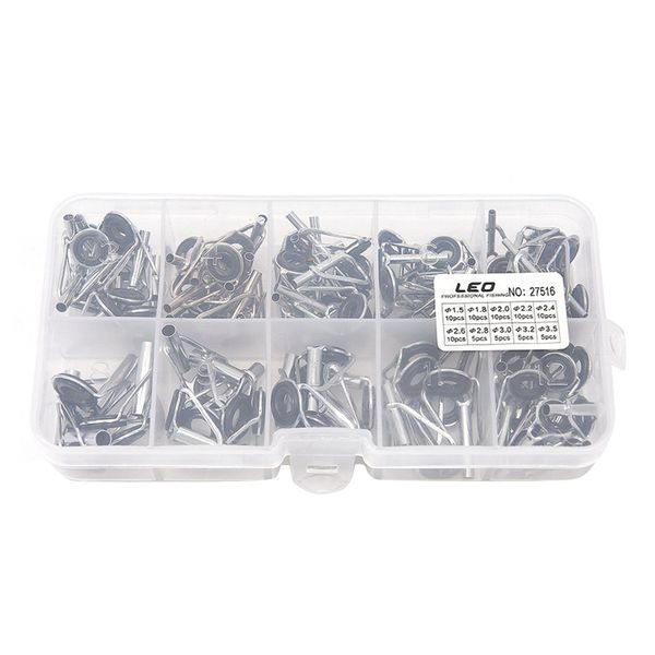 

80pcs diy eye rings fishing rod guide tip set repair kit for fishing rods stainless steel frames with box tackle