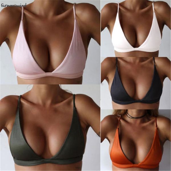 

women tank push up backless bra bikini beachwear deep v neck crop sport wrap halter vest swimwear camisoles, White