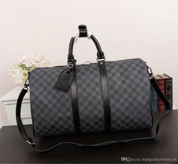 

2019 cla ic brown letter logo canva leather men duffel bag fa hion tyle big ize women handbag n41413