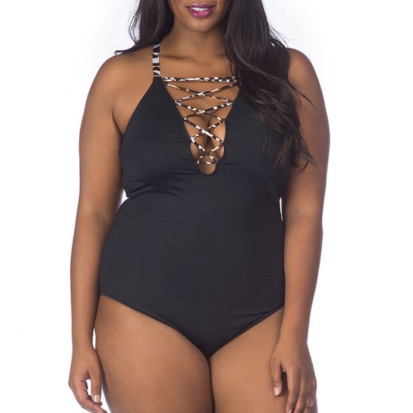 

2019 new bikini female pure color conservative covered belly swimsuit plus fat plus large size swimwear, White;black