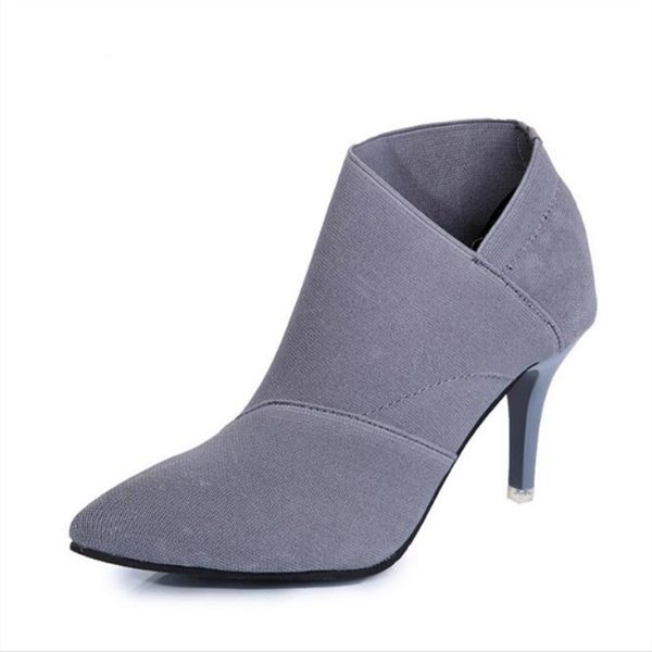 

new pointed large size fashion women's boots spring autumn wild casual shoes selling high-heeled shoes european american style, Black