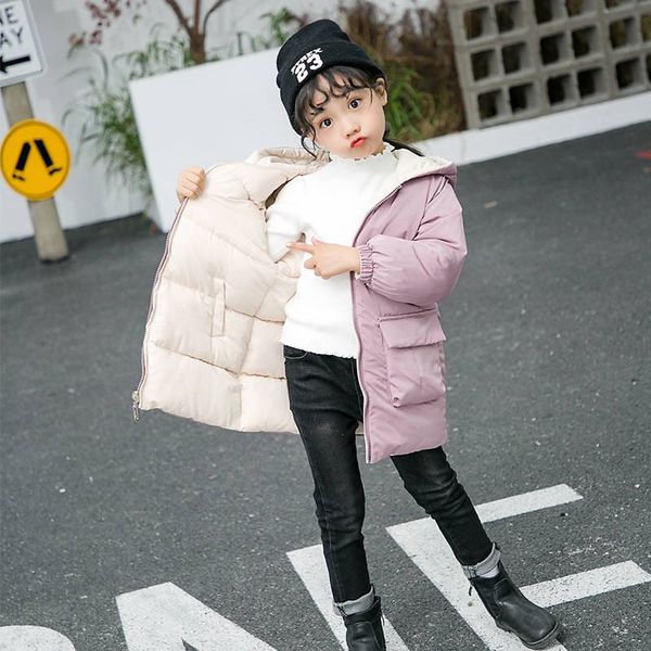 

2019 autumn winter kids boys girls cotton padded warm thick coat jackets children girls down cotton hooded parka outerwear no19, Blue;gray