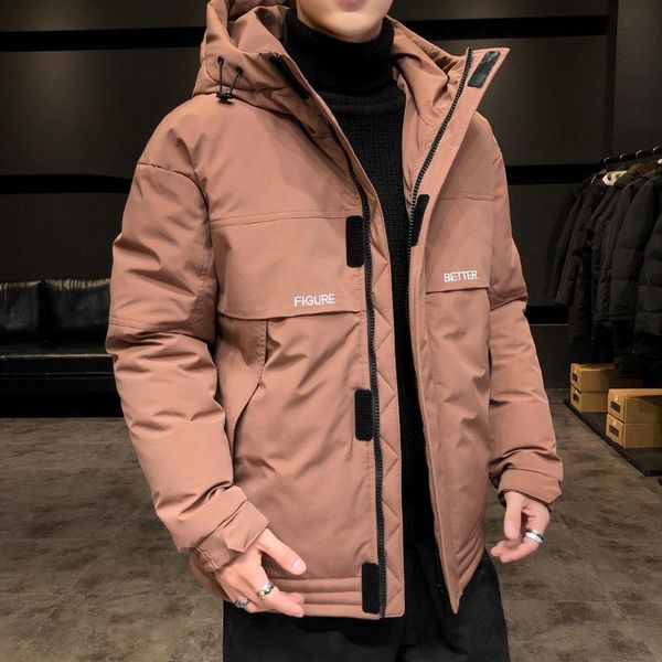 

модные мужские куртки зимние толстые мужские пальто с капюшоном теплые ветрозащитные мужские куртки на молнии пальто мужчины твердые молнии, Black