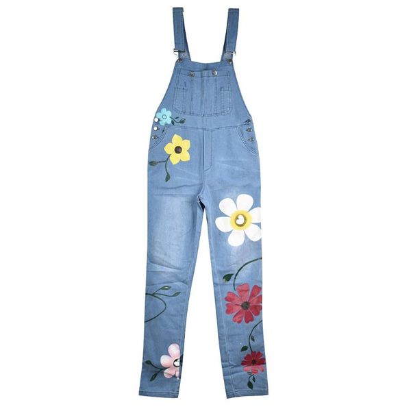 

fashion women flower print denim jumpsuits rompers overalls new loose pants female casual long pants 2020 #t2g, Black;white