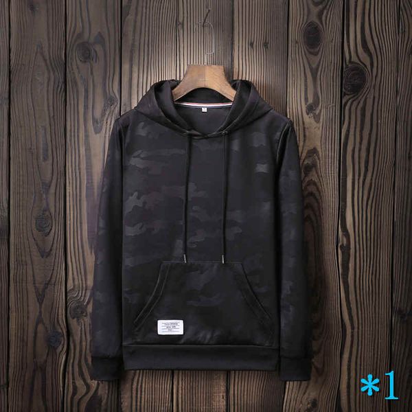 

men hoody brand 2019 autumn new camouflage tide brand sweater logo custom men's sports shirt long-sleeved t-shirt male#1, Black