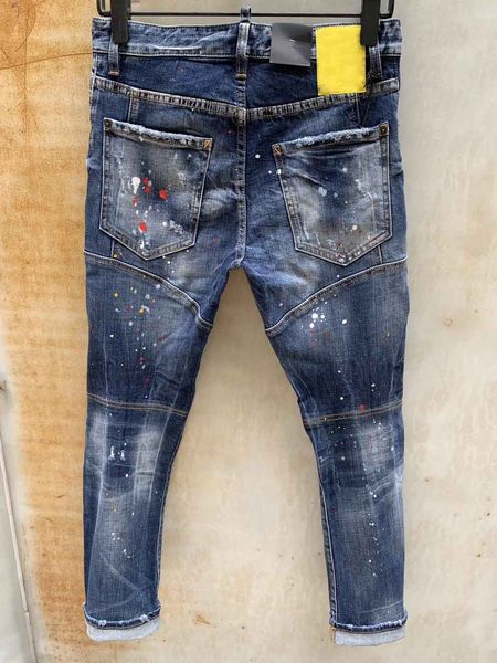 

luxury mens street hip hop jeans d2 fashion trend custom brand mens jeans tide brand old washed sanded hole leisure pants outing selling, Blue