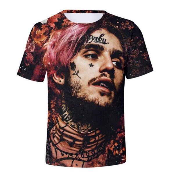 

мужчины футболка 3d смешной принт lil peep футболки homme с коротким рукавом классический взрослый дизайн футболки круглый вырез тройник бол, White;black