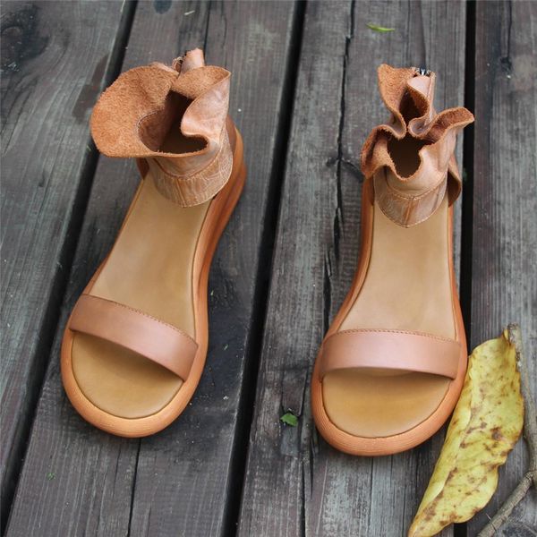 

женщины греческое brown leather high platforms хаки, Black
