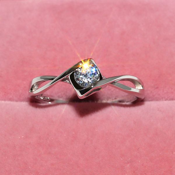 

simple cubic zirconia crystal engagement silver thin ring simple eternity love wedding band rings for women gifts a0462, Slivery;golden