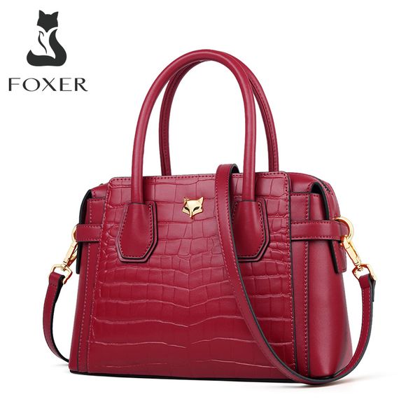 

foxer brand women purse lady leather handbags crocodile pattern large capacity shoulder bag female handbag luxury tote 928049f