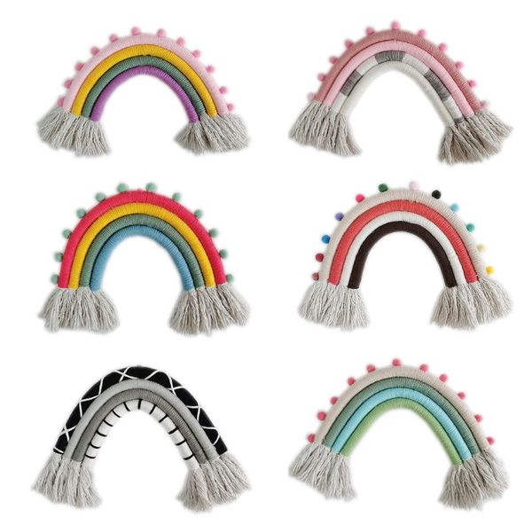 

nordic rainbow hand-knitted ornaments pendant boho children room wall decor