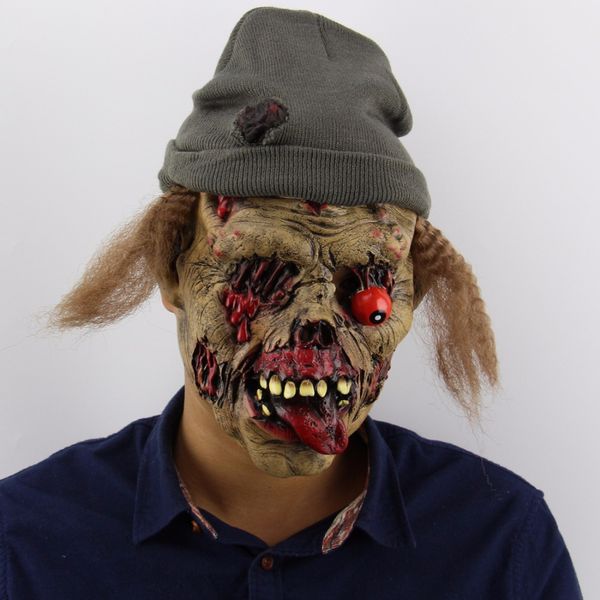 

scary zombie hair blood face latex masks halloween monster cosplay haunted house horror screaming corpse head trick or treat