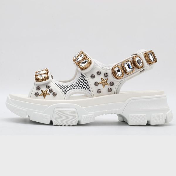 

2019 new fashion luxury shoes luxury designer crystal sandals woman crystal mesh sandals woman designer crystal mesh sandals size 35-40, Black