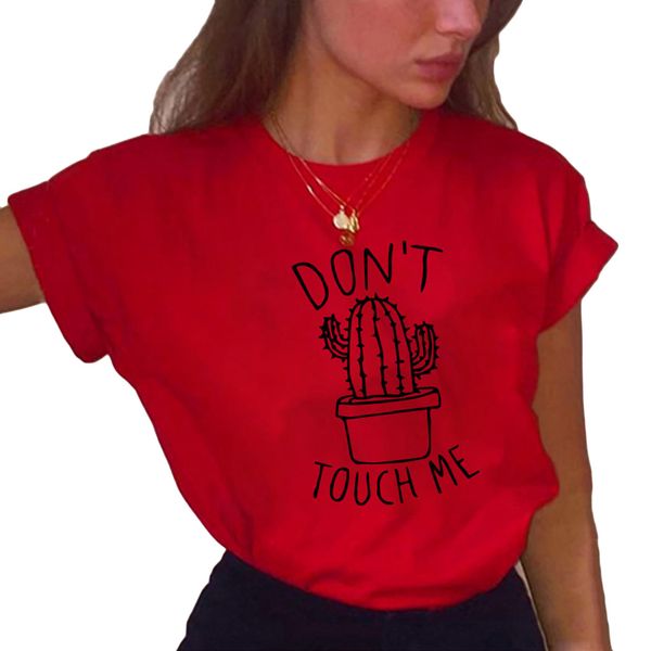 

harajuku cactus tee shirt fashion don't touch me letter print t-shirt women casual summer t shirt ladies short sleeve tshirt, White