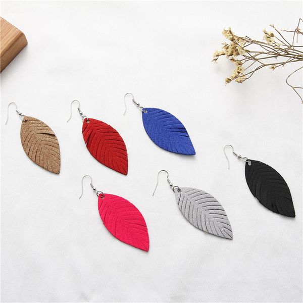 

cpop искусственная кожа серьги для женщин кисточкой яркая кожа перо геометрические серьги падения розовое золото цвет женские ушные капли па, Silver