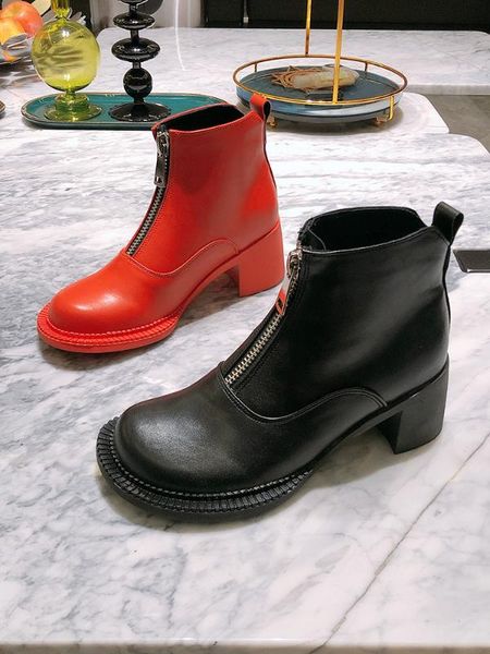 

women ankle boots korean round toe high heel boots ladies, Black